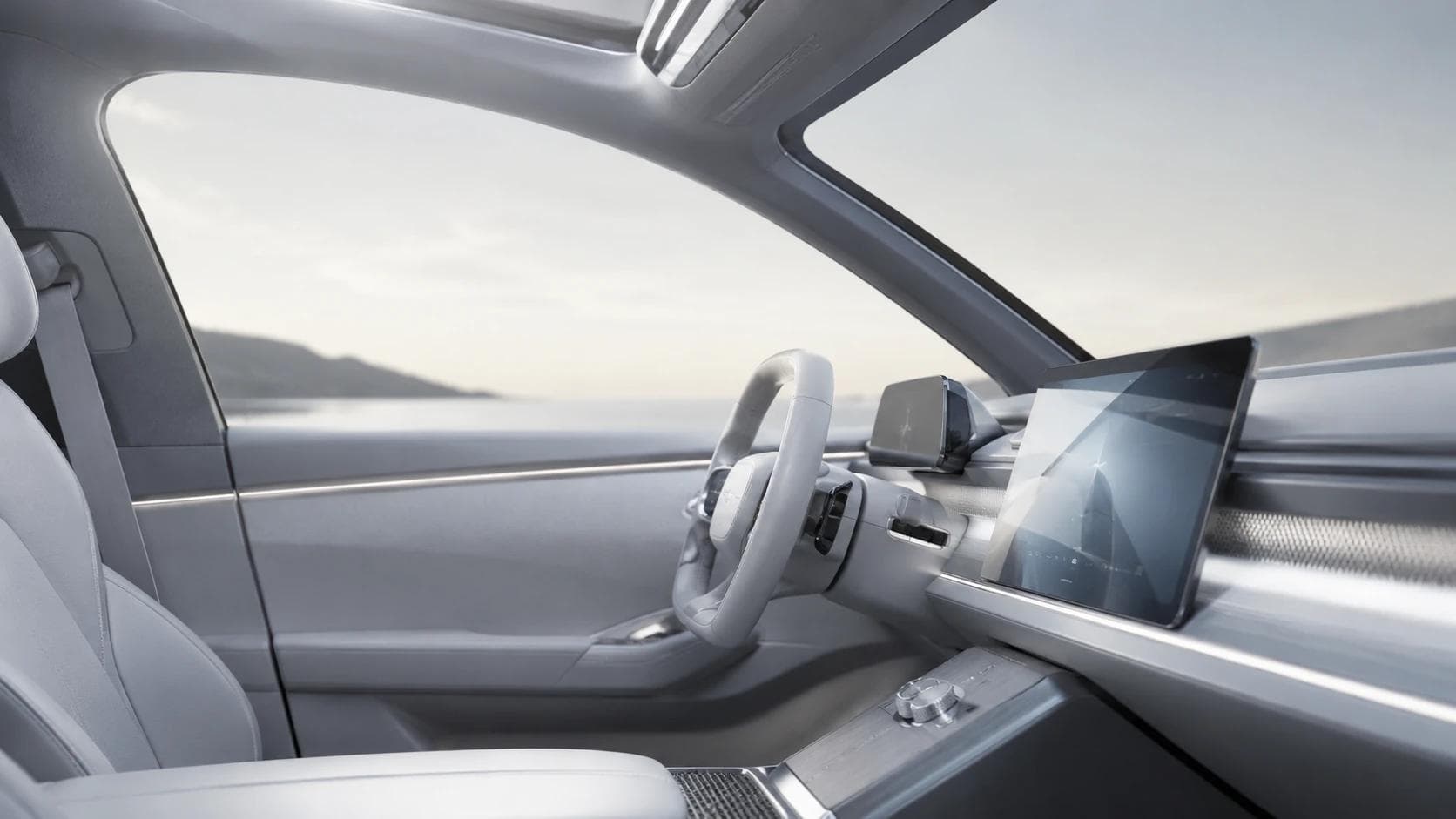 Modern automotive interior with digital control displays