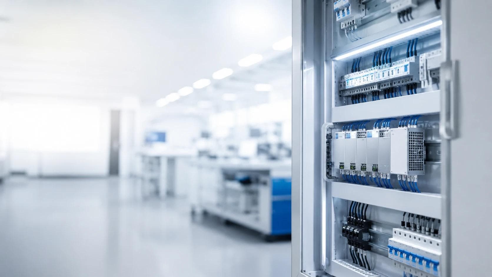 Electrical control cabinet in a clean industrial facility